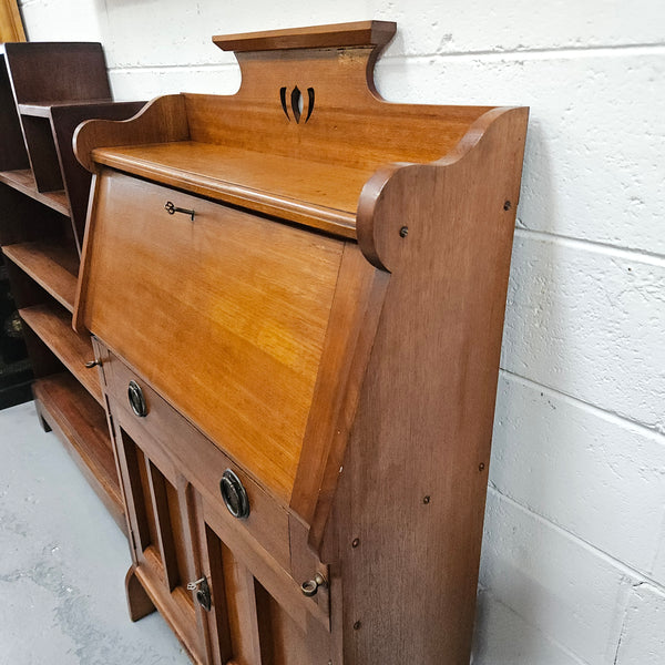 Australian blackwood Arts and Crafts secretaire desk. Sourced locally and in good original detailed condition. 