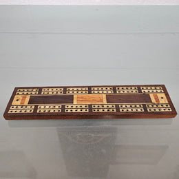 Antique Cribbage Inlaid Timber Board