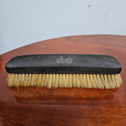 Antique Ebonised Wooden Brush With Silver Initials