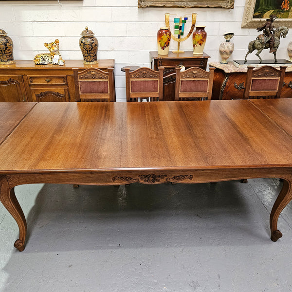 Elegant & Wide French Oak Louis XV Style Extension Table