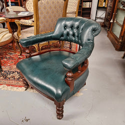 Antique Mahogany Leather Upholstered Captain / Office Chair | Antique & Vintage | Moonee Ponds Antiques | Australia Wide Delivery