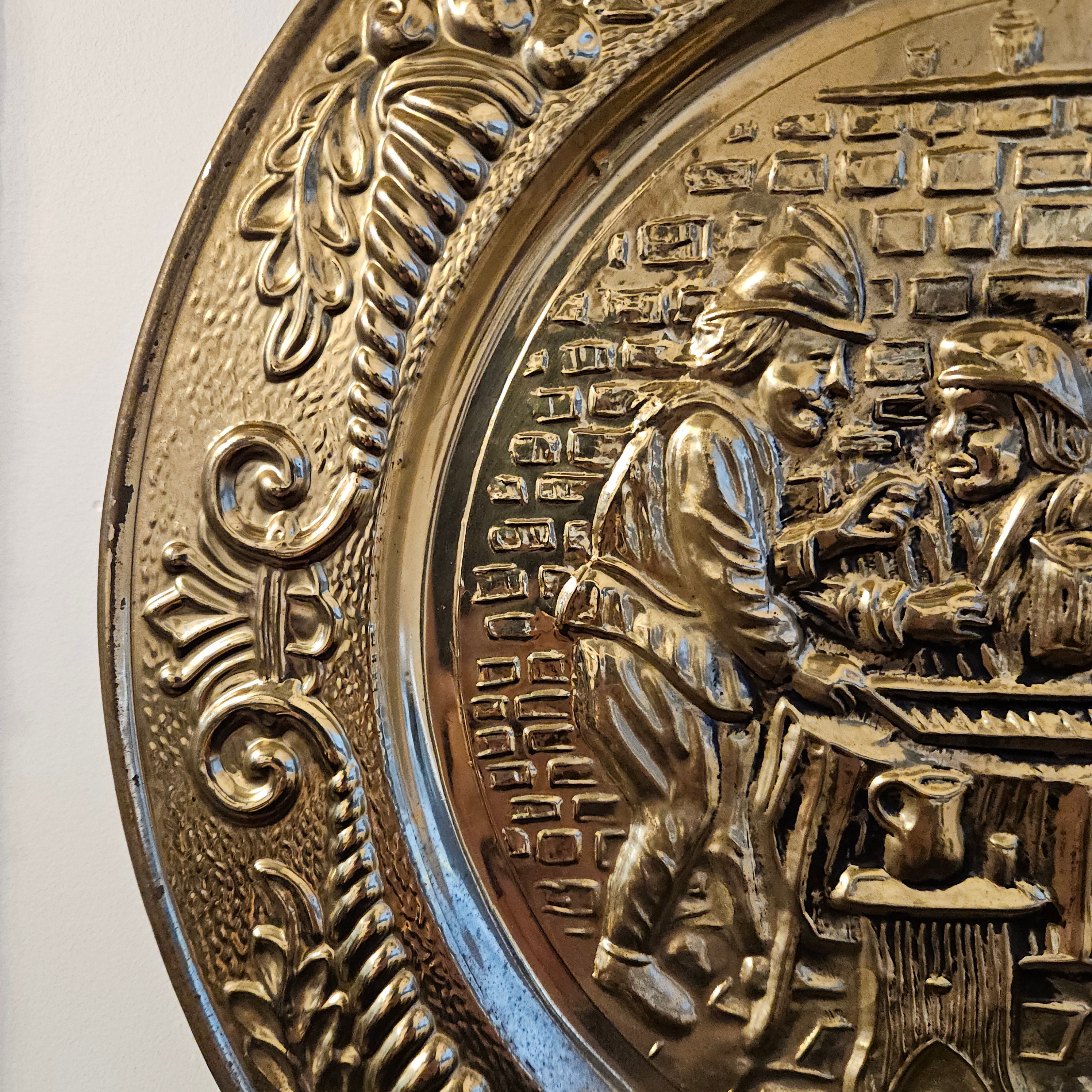 Vintage Brass Tone Etched & Pressed Metal Wall Plaque | Antique & Vintage | Moonee Ponds Antiques | Australia Wide Delivery