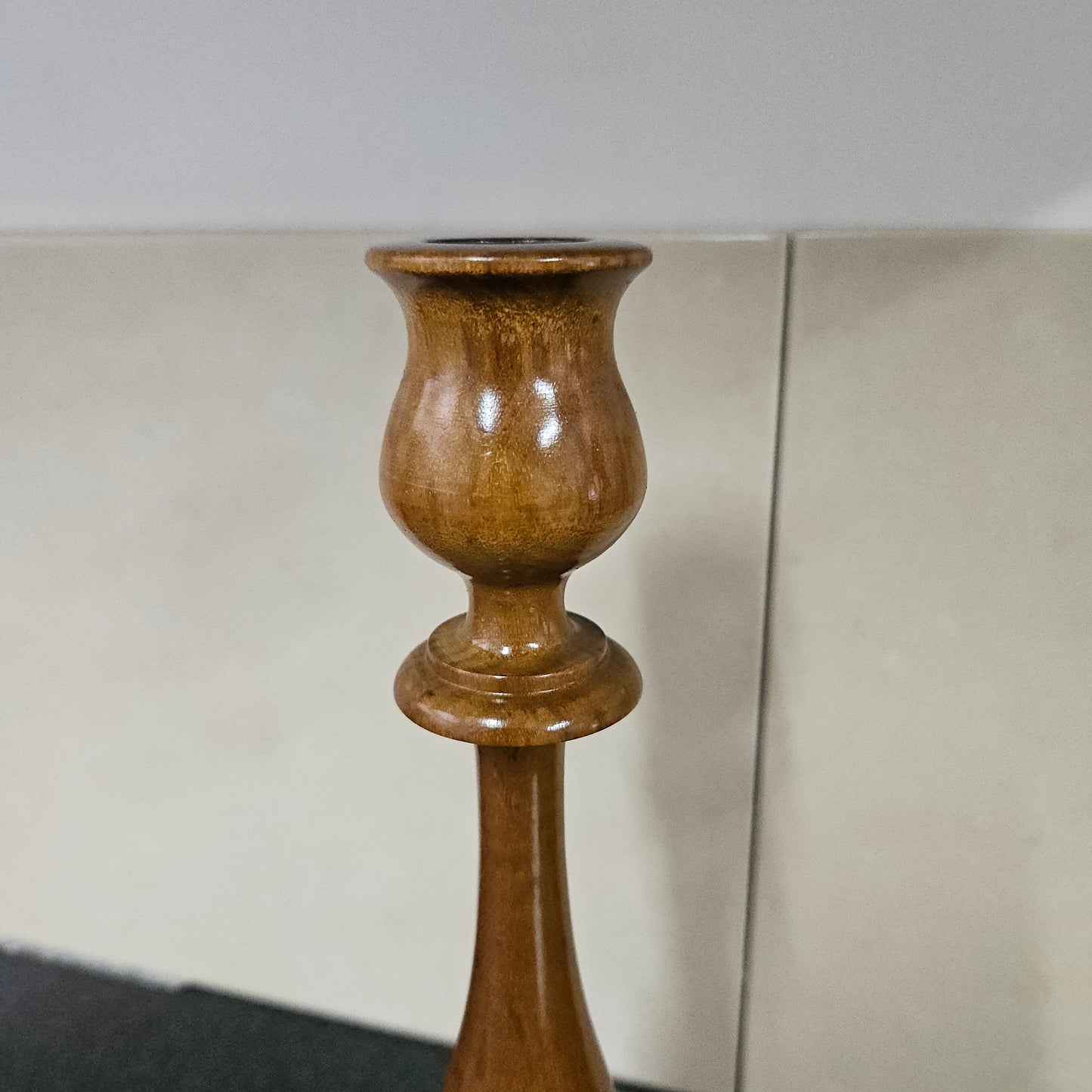 Pair Vintage Walnut Candlesticks