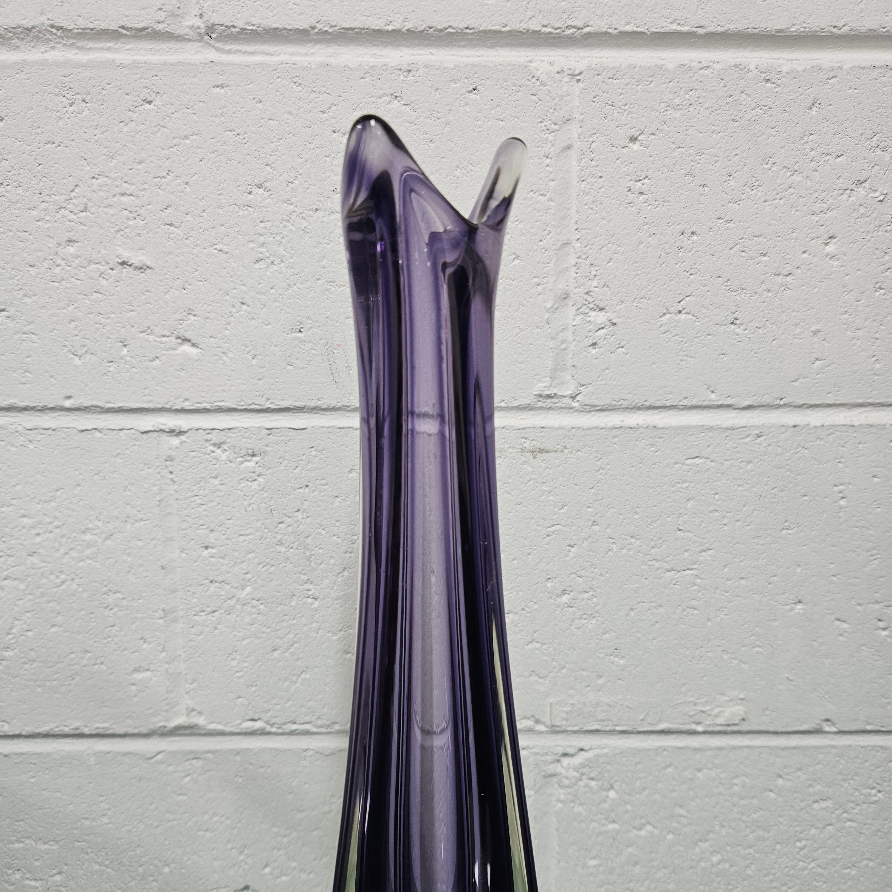 Tall Murano "Somerso" Amethyst & Clair Glass Vase | Antique & Vintage | Moonee Ponds Antiques | Australia Wide