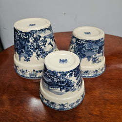 Vintage Set of Three Blue & White Planters