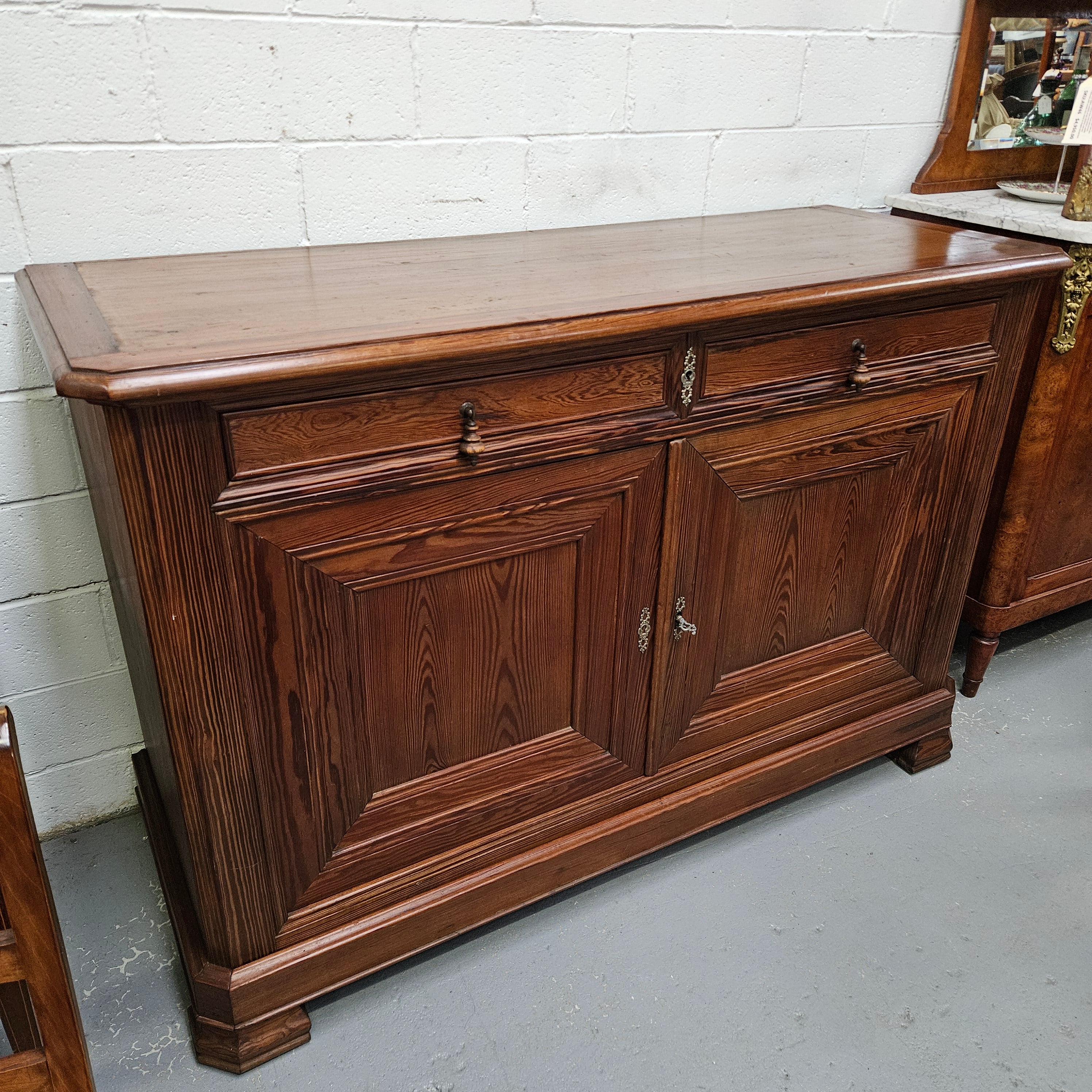 Stunning Early 19 Century French Pitch Pine Buffet