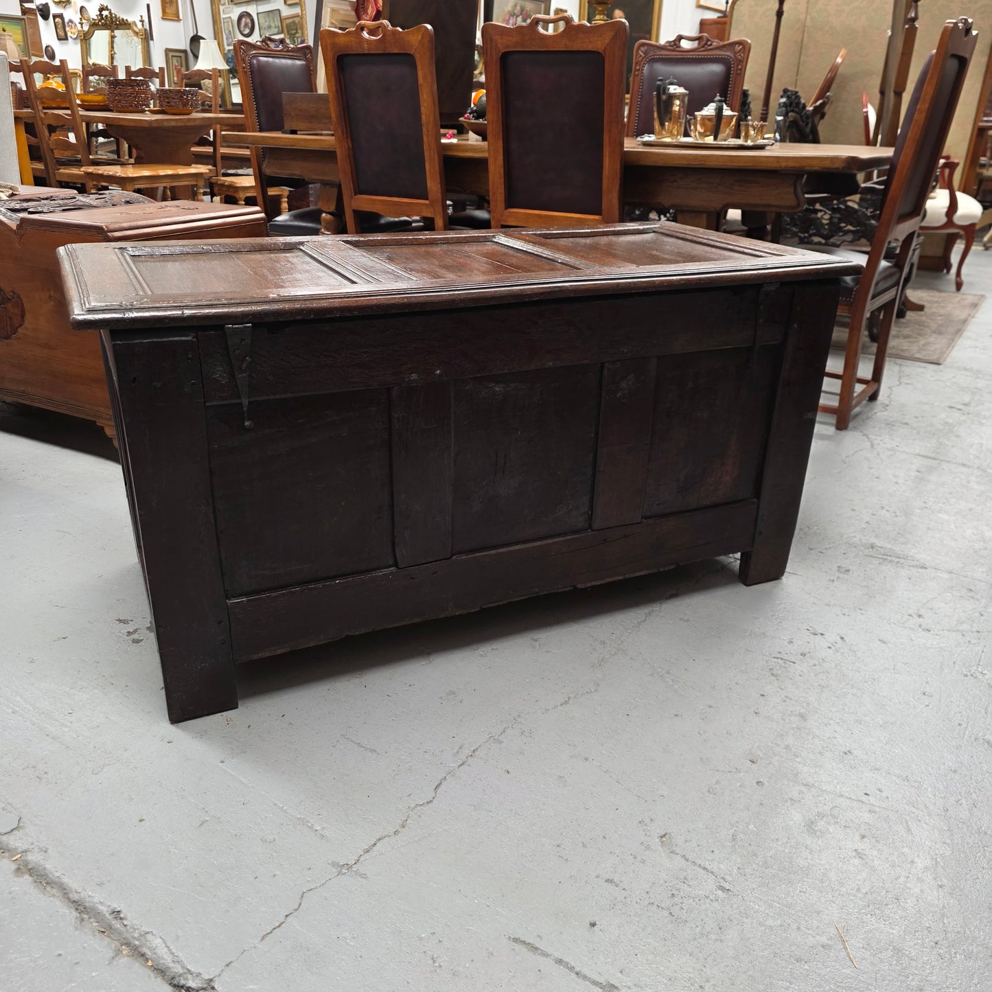 18th Century French Oak Coffer Featuring Beautiful Carvings