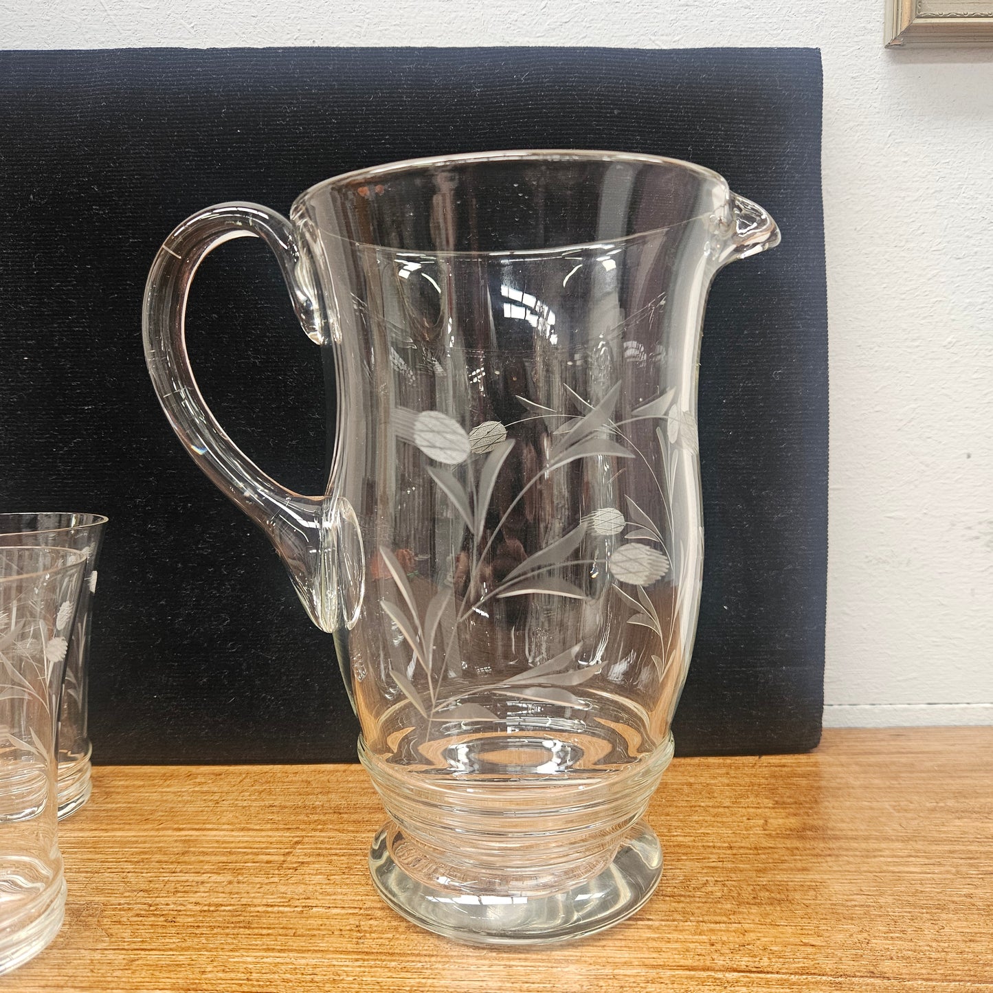 Vintage Etched Glass Drink Set