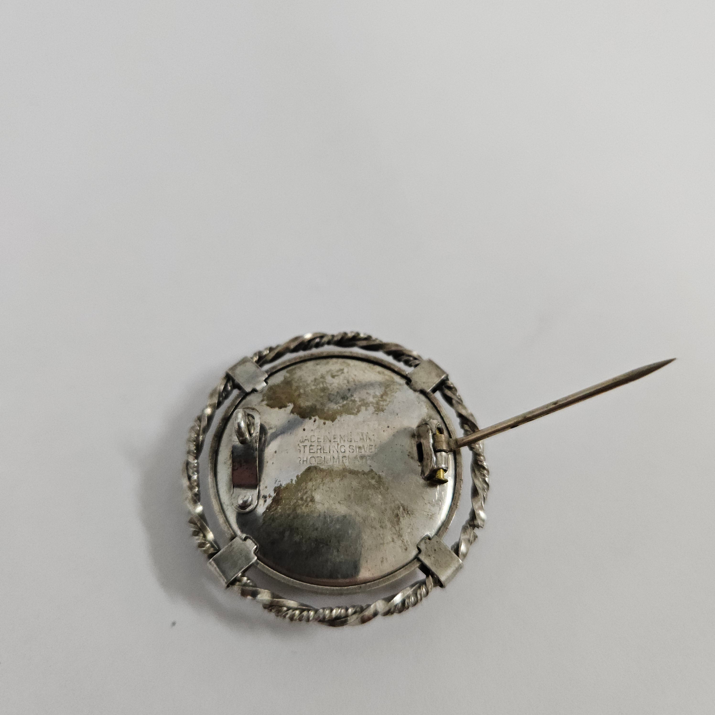 Hand Painted Sterling Silver Vintage Brooch | Antique & Vintage | Moonee Ponds Antiques | Australia Wide Delivery