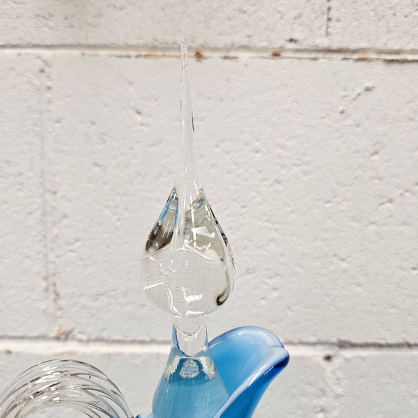 Stunning vintage retro Italian blue and clear art glass genie bottle decanter, it is in great original condition.
