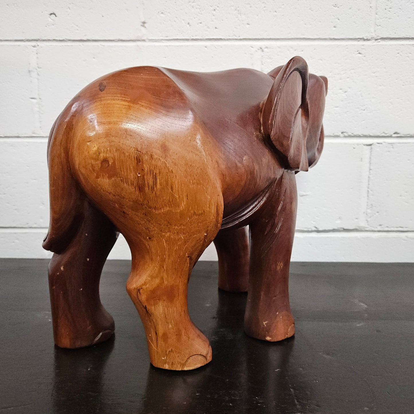 Vintage Carved Wooden Elephant Statue