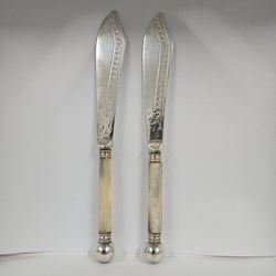 Pair Antique Mother Of Pearl & Silver Plate Butter Knives | Antique & Vintage | Moonee Ponds Antiques | Australia Wide Delivery