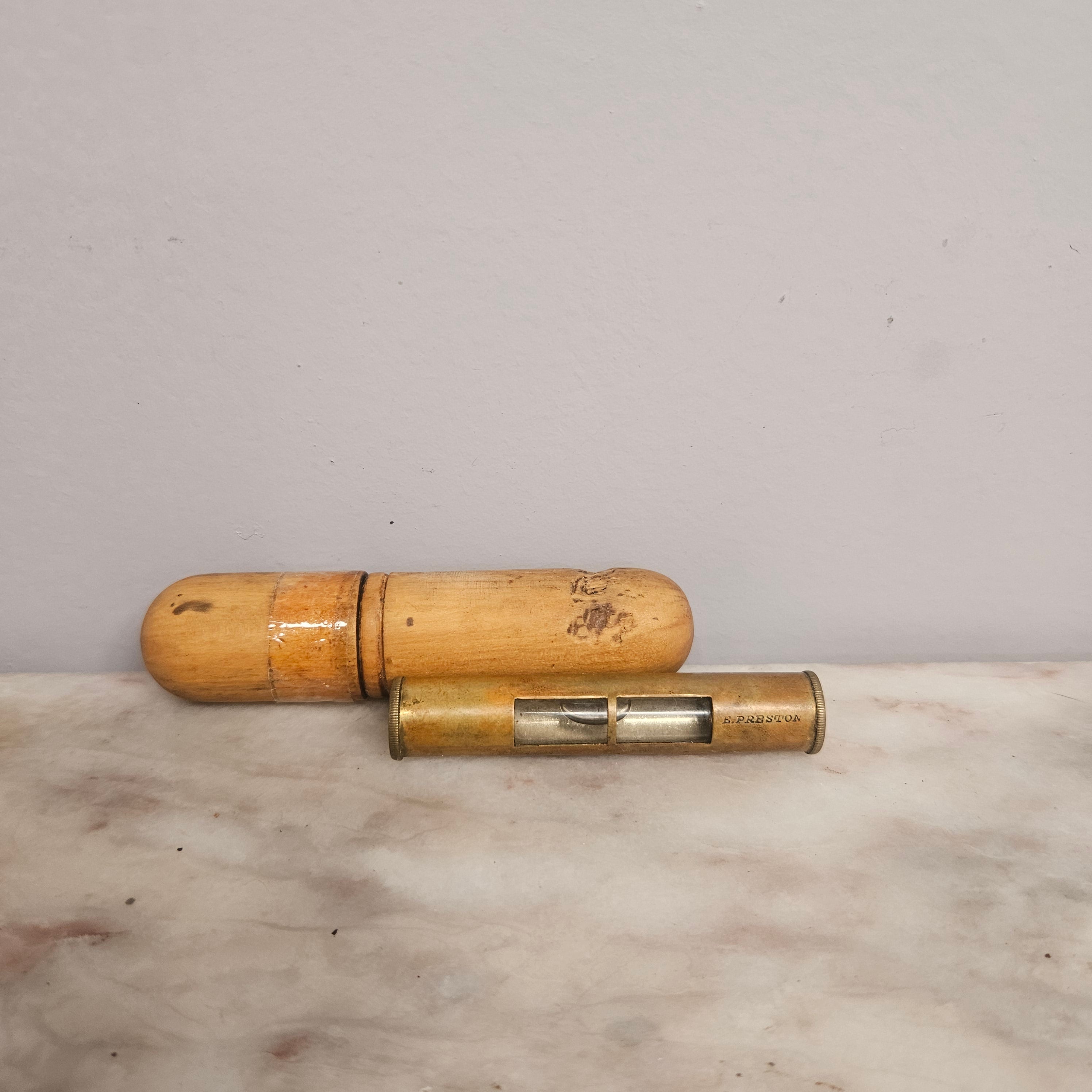 Vintage Brass Level In Treen Cover | Antique & Vintage | Moonee Ponds Antiques | Australia Wide Delivery
