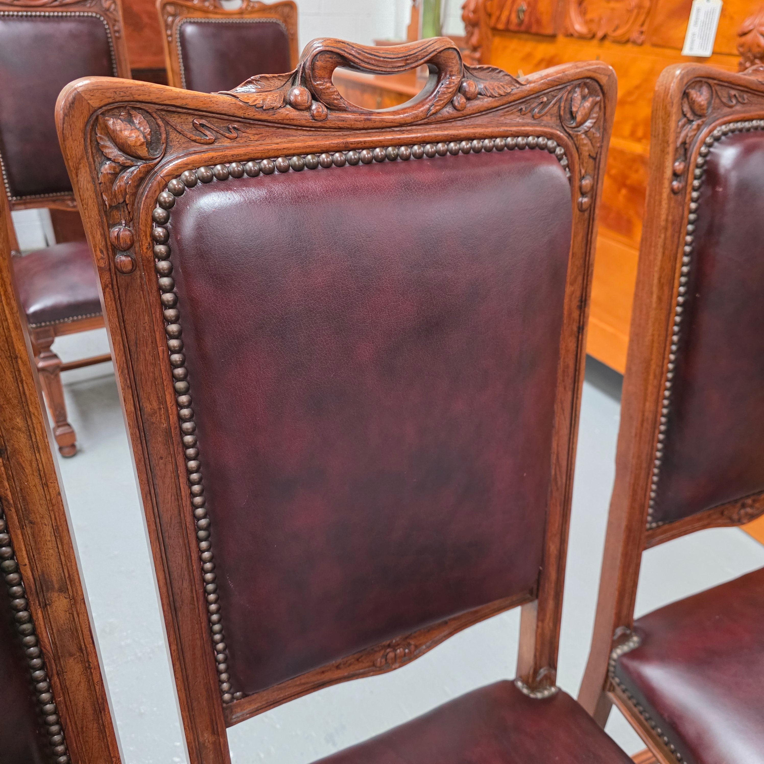 Set of Six Art Nouveau Style Faux Leather Dining Chairs | Antique & Vintage | Moonee Ponds Antiques | Australia Wide Delivery