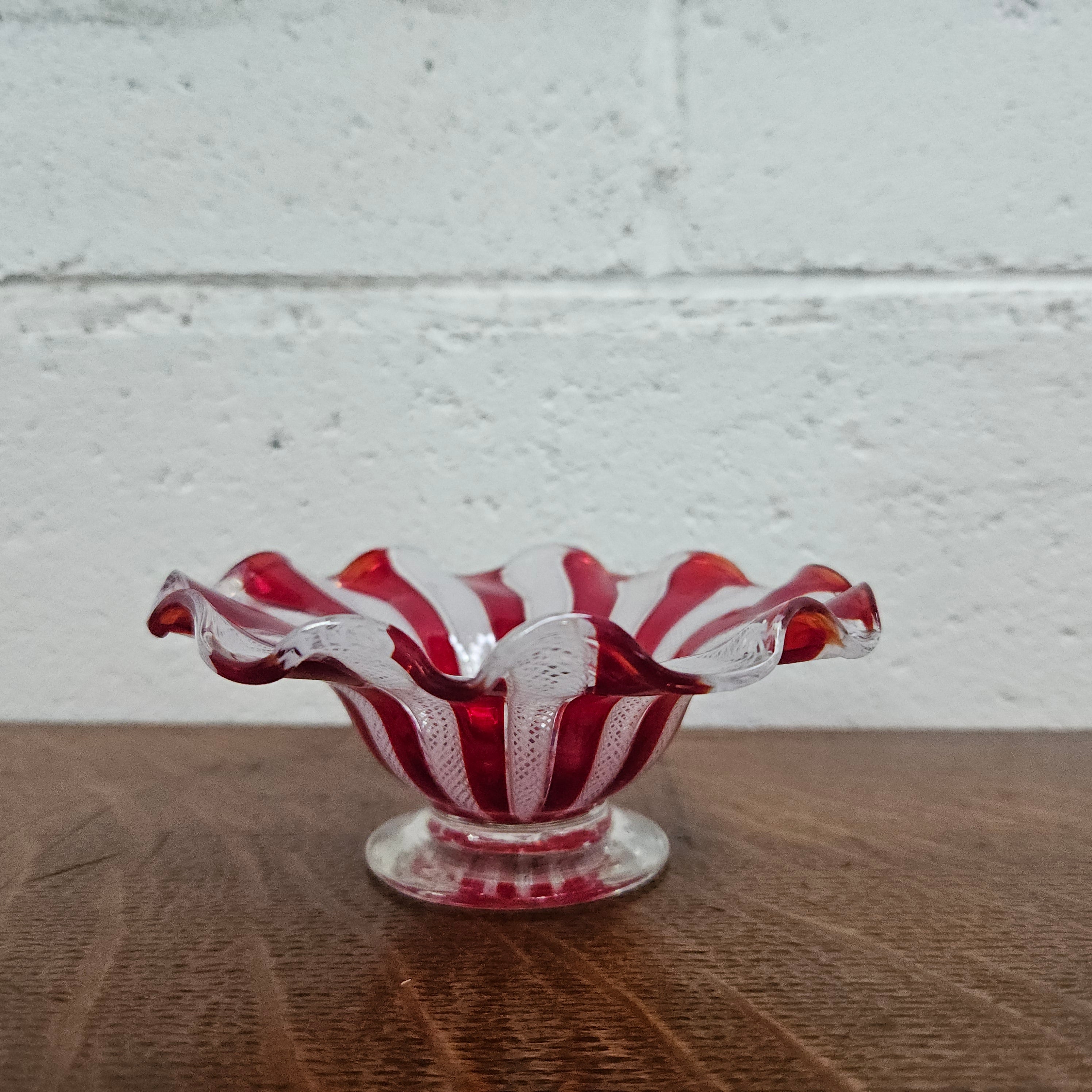 Red & White Murano Latticino Bowl | Antique & Vintage | Moonee Ponds Antiques | Australia Wide Delivery
