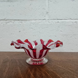 Red & White Murano Latticino Bowl | Antique & Vintage | Moonee Ponds Antiques | Australia Wide Delivery