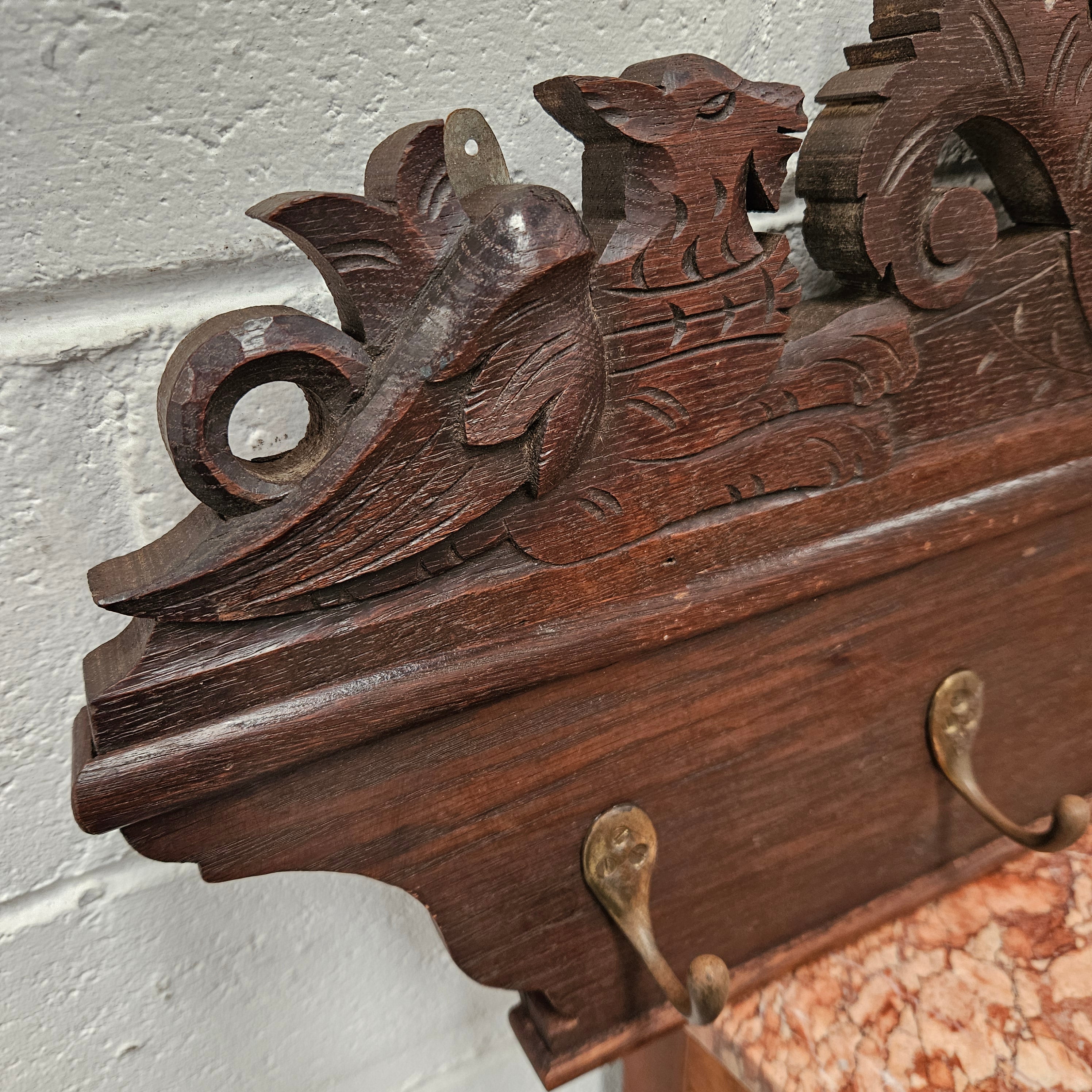 Antique Dark Oak Hand Carved Wall Rack | Antique & Vintage | Moonee Ponds Antiques | Australia Wide