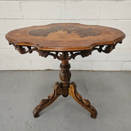 Antique Victorian Inlaid Tilt Top Occasional Table
