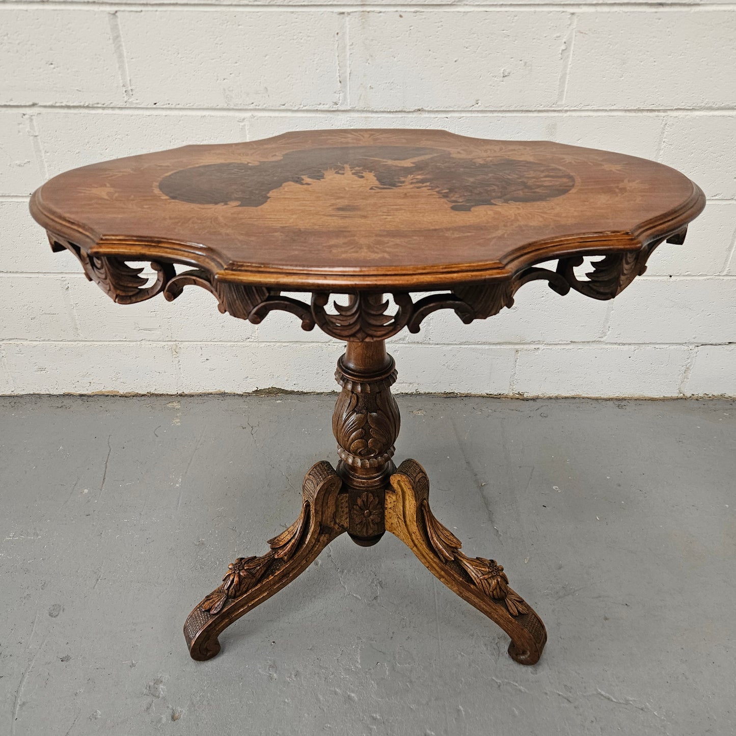 Antique Victorian Inlaid Tilt Top Occasional Table