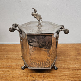 Victorian Hexagonal Silver Plated Biscuit Barrel