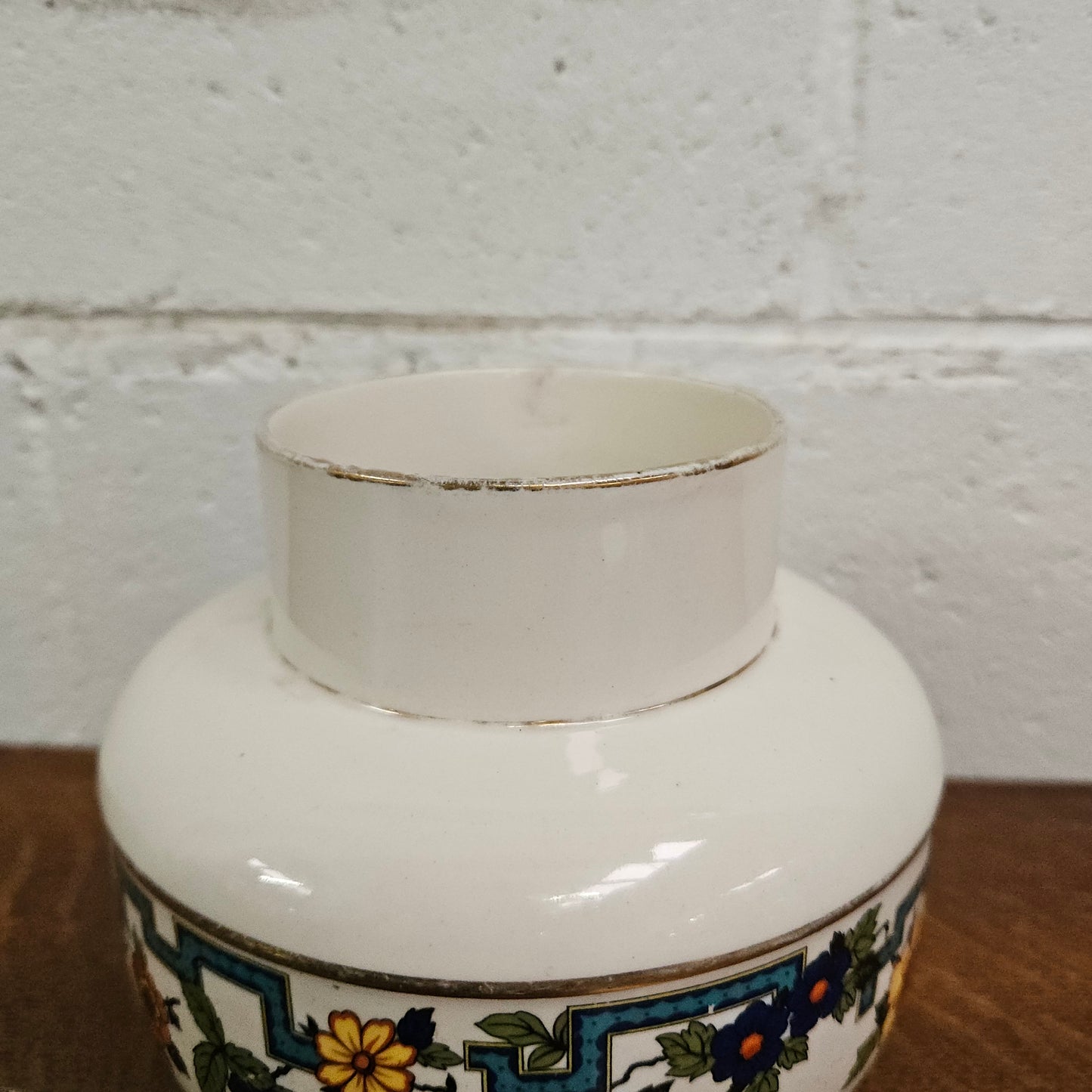 Falcon Ware Vase & Metal Floral Frog Top