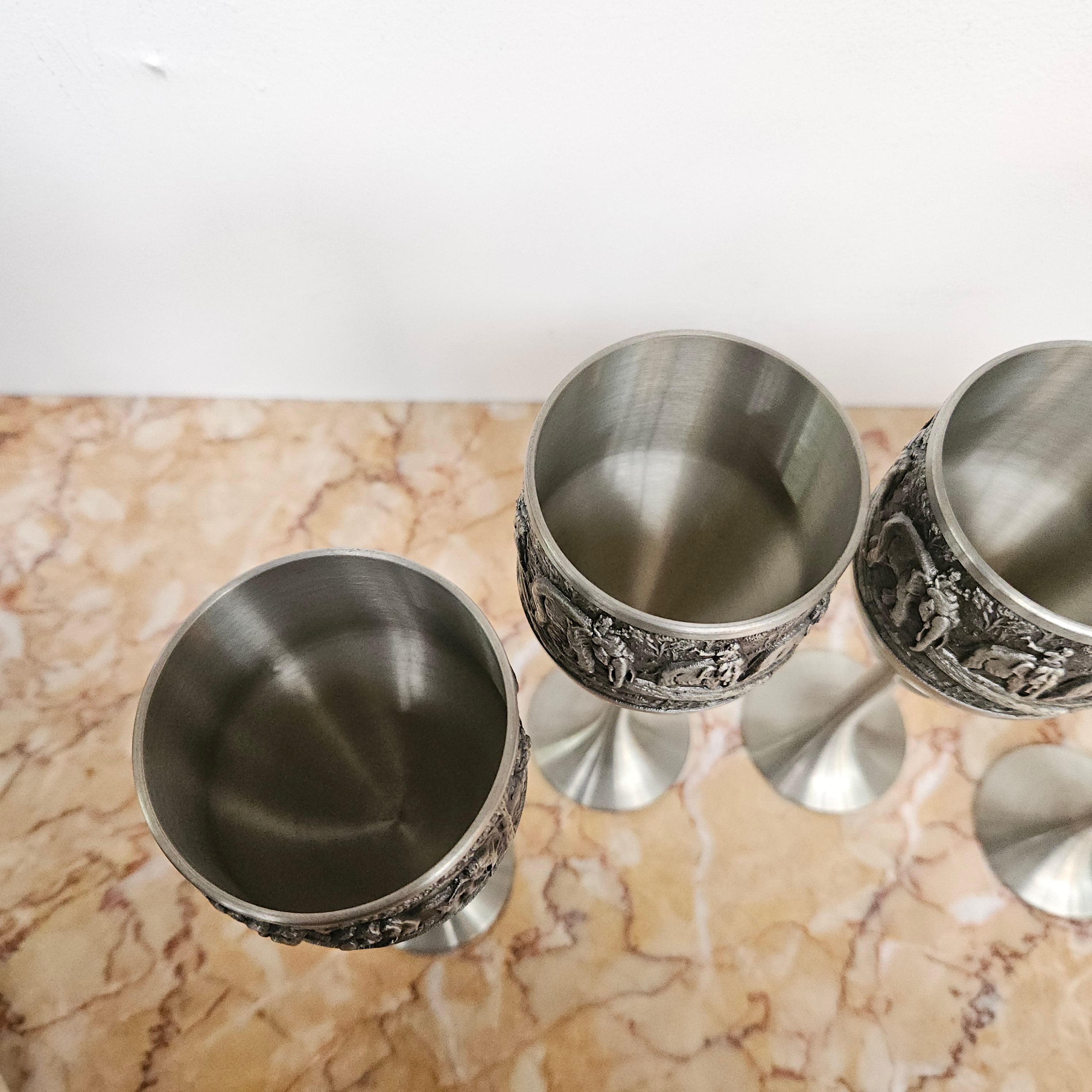 Vintage Pewter Elephants Goblets Set of Four | Antique & Vintage | Moonee Ponds Antiques | Australia Wide Delivery