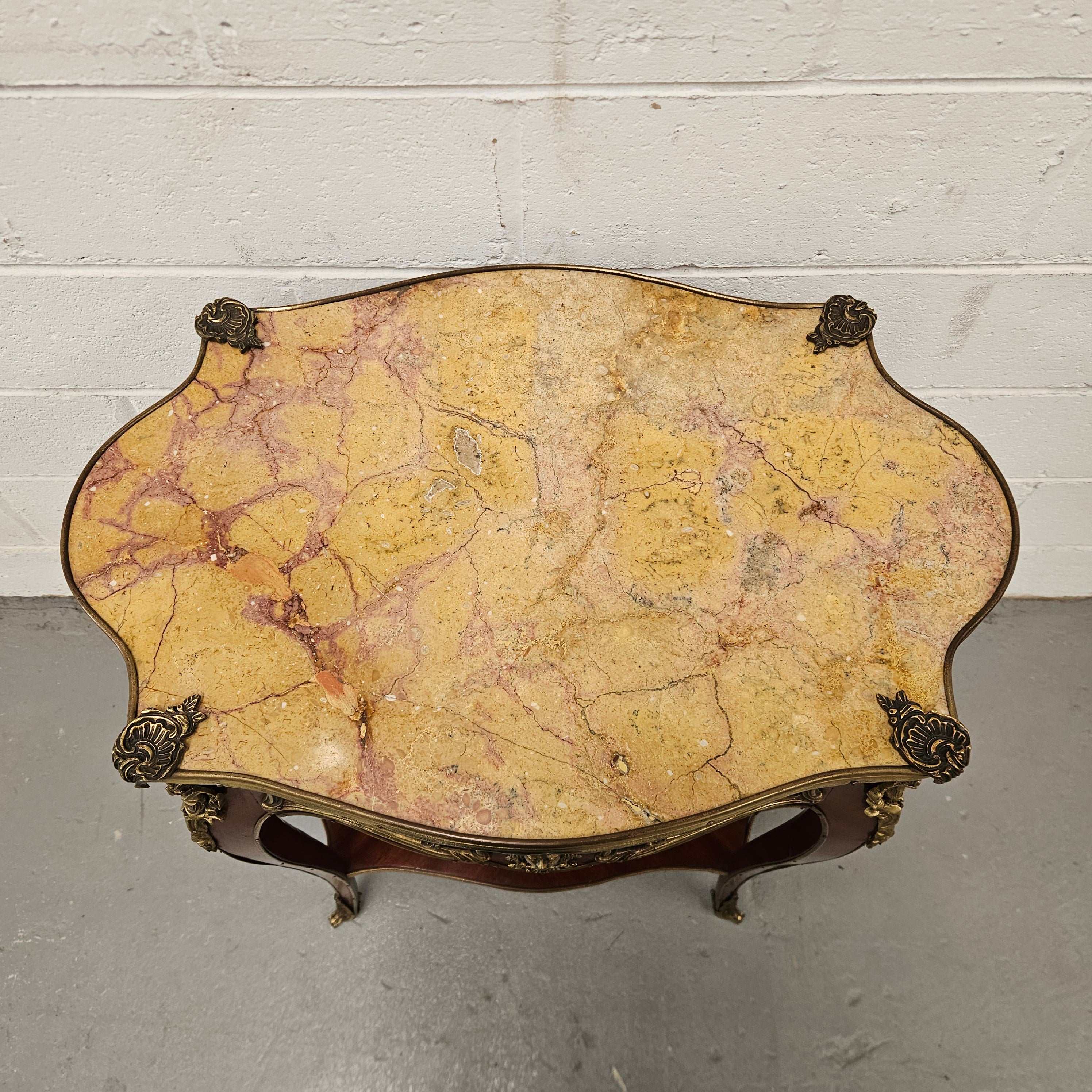 Antique French Marble Top & Ormolu Mounted Side Table