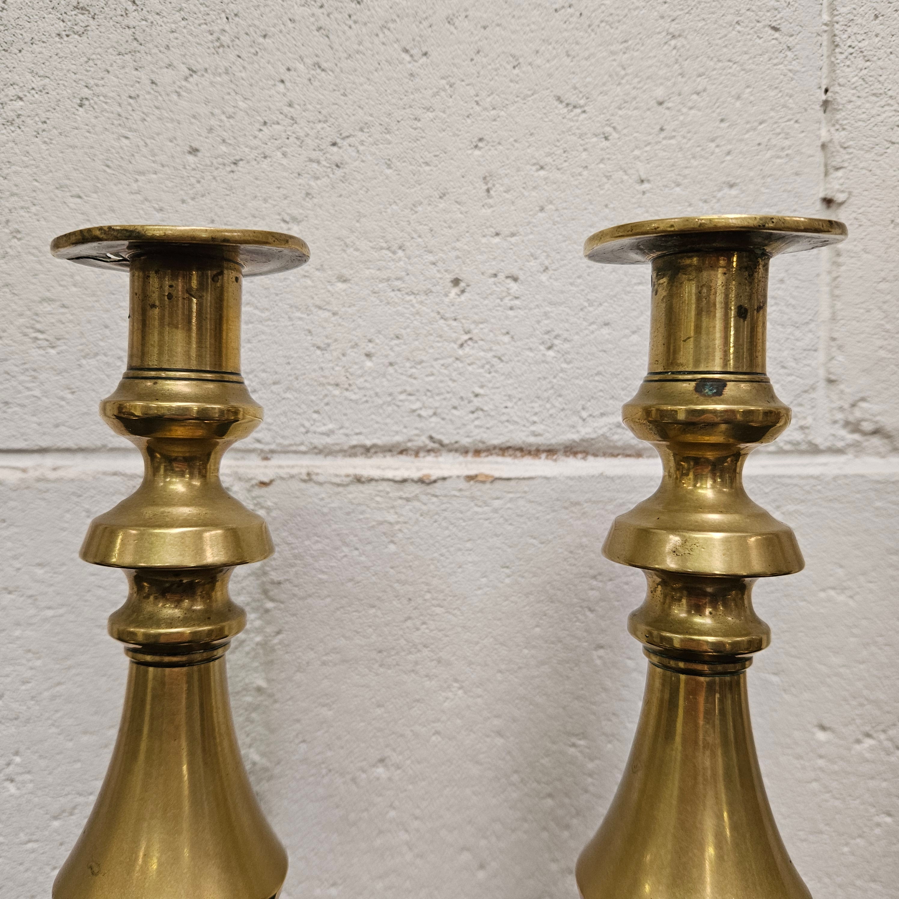 Pair of Mid 19th Century English Brass Candlesticks | Antique & Vintage | Moonee Ponds Antiques | Australia Wide Delivery