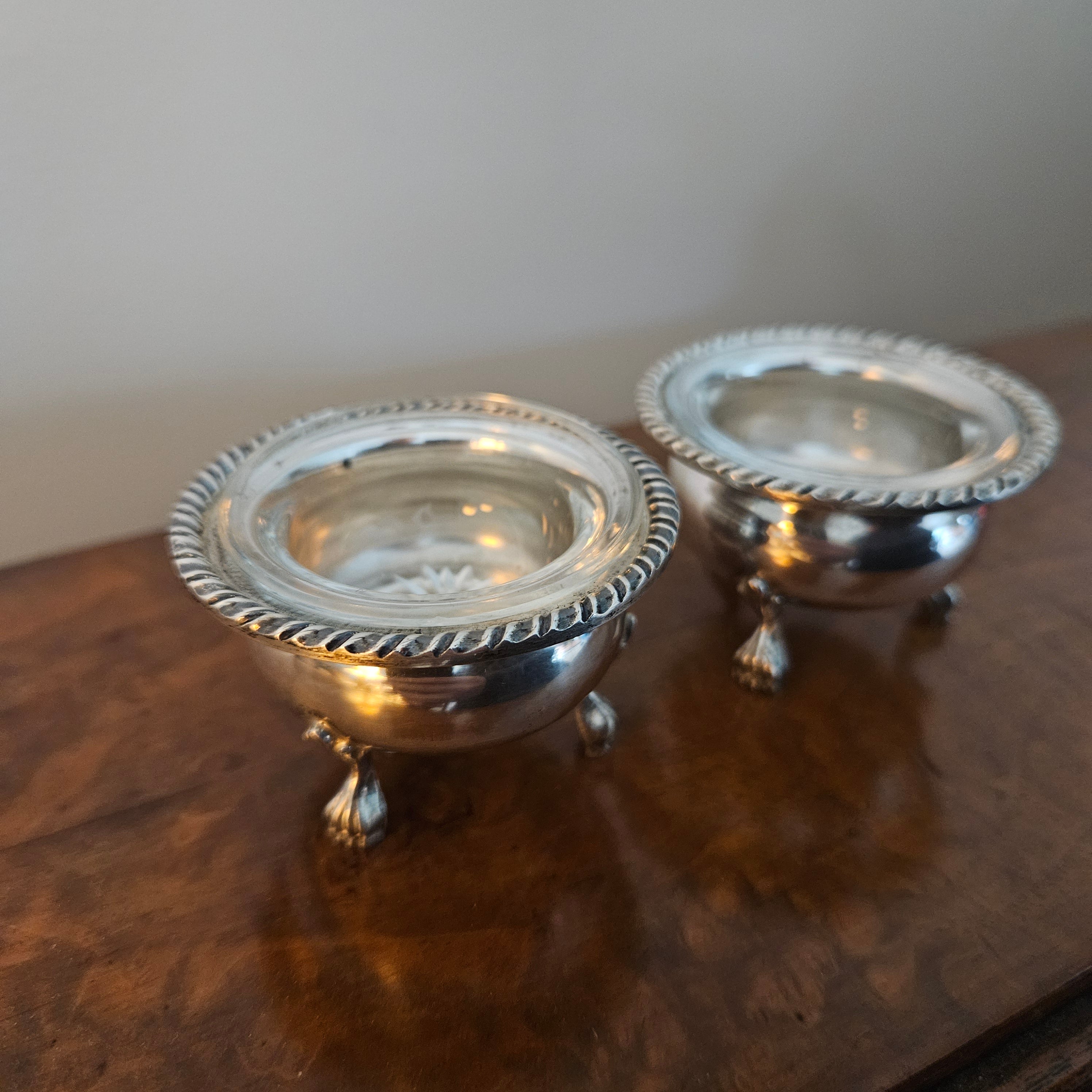 Pair of Vintage Silver & Glass Salts | Antique & Vintage | Moonee Ponds Antiques | Australia Wide Delivery
