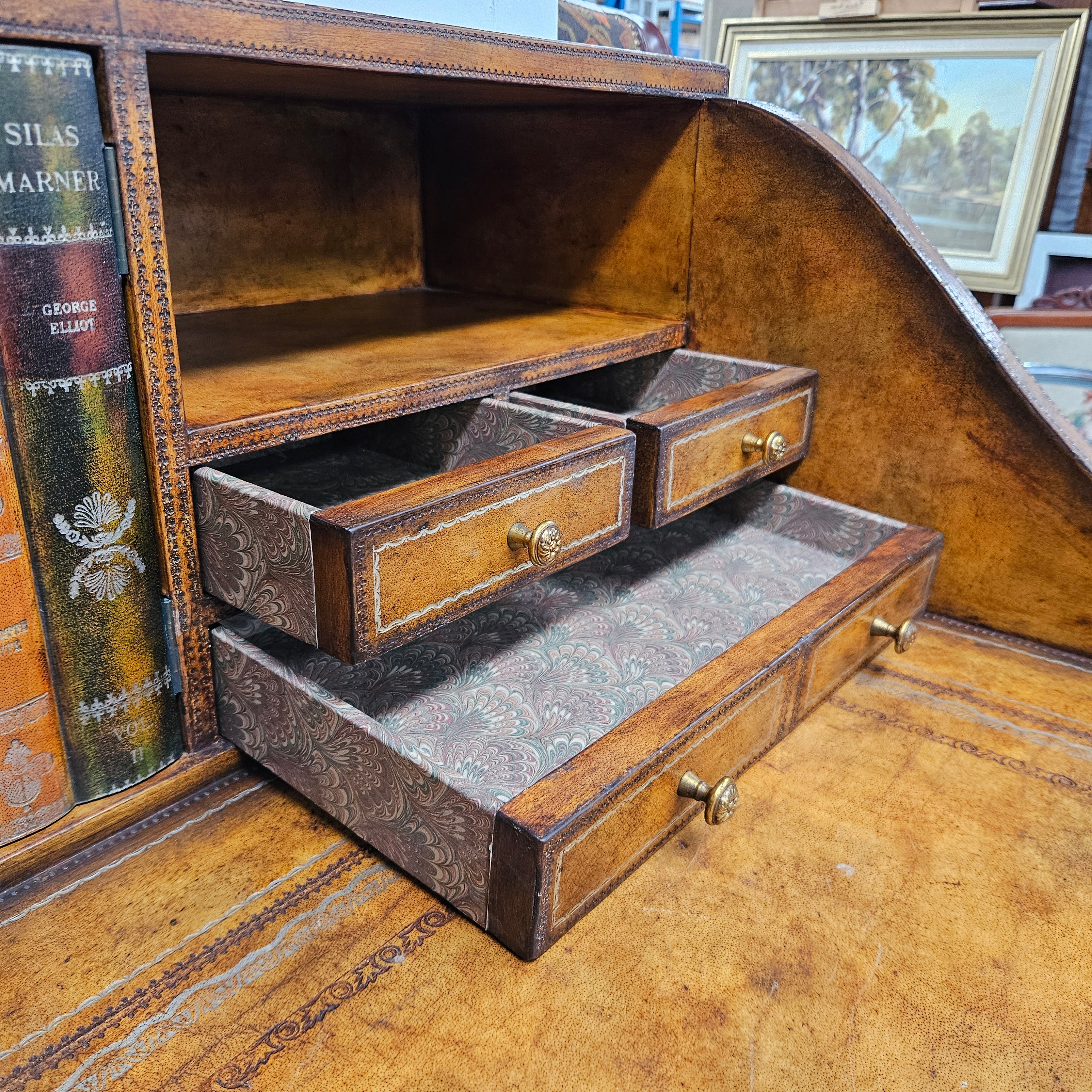Spanish Empire Style Leather, Iron & Brass Desk | Antique & Vintage | Moonee Ponds Antiques | Australia Wide Delivery