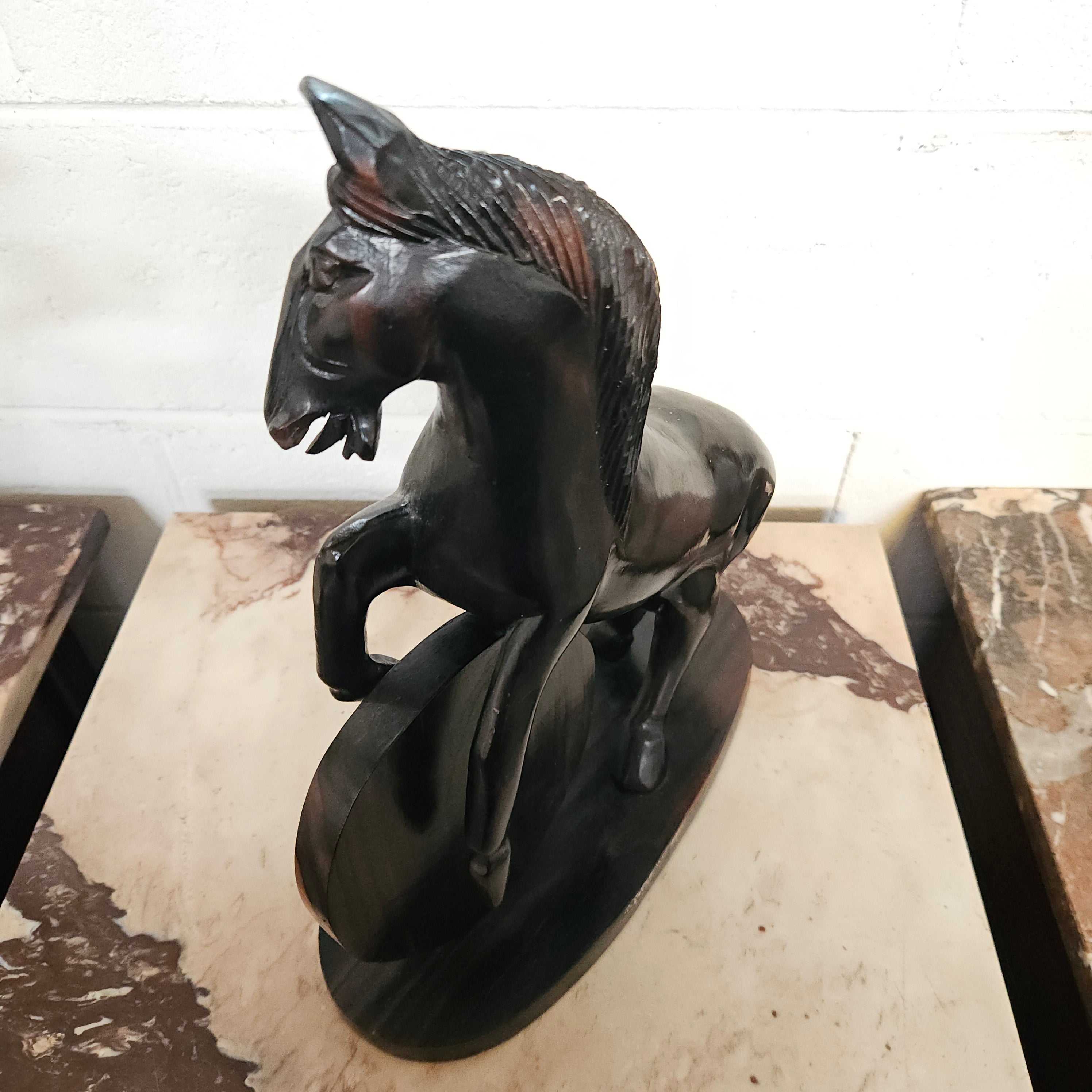 Vintage Carved Blackbean Timber Horse Figure | Antique & Vintage | Moonee Ponds Antiques | Australia Wide Delivery