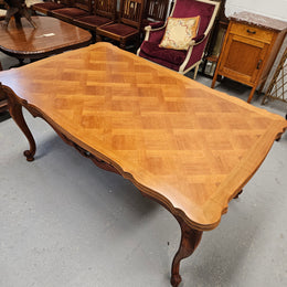 Louis XV Style Walnut Parquetry Top Extension Table