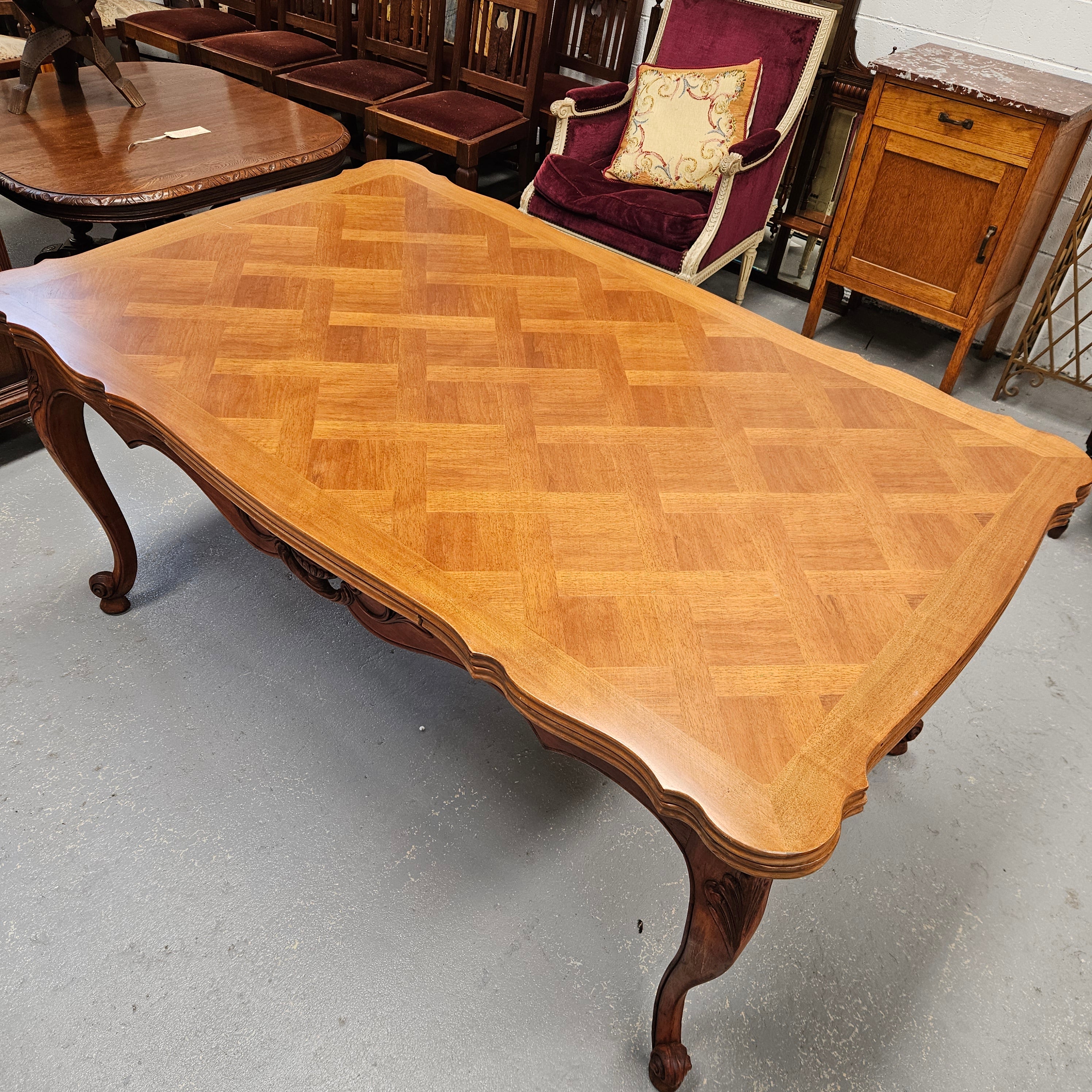 Louis XV Style Walnut Parquetry Top Extension Table | Antique & Vintage | Moonee Ponds Antiques | Australia Wide Delivery