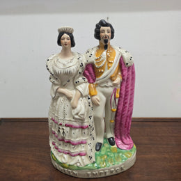 Victorian Staffordshire Victoria & Napolean III Statue