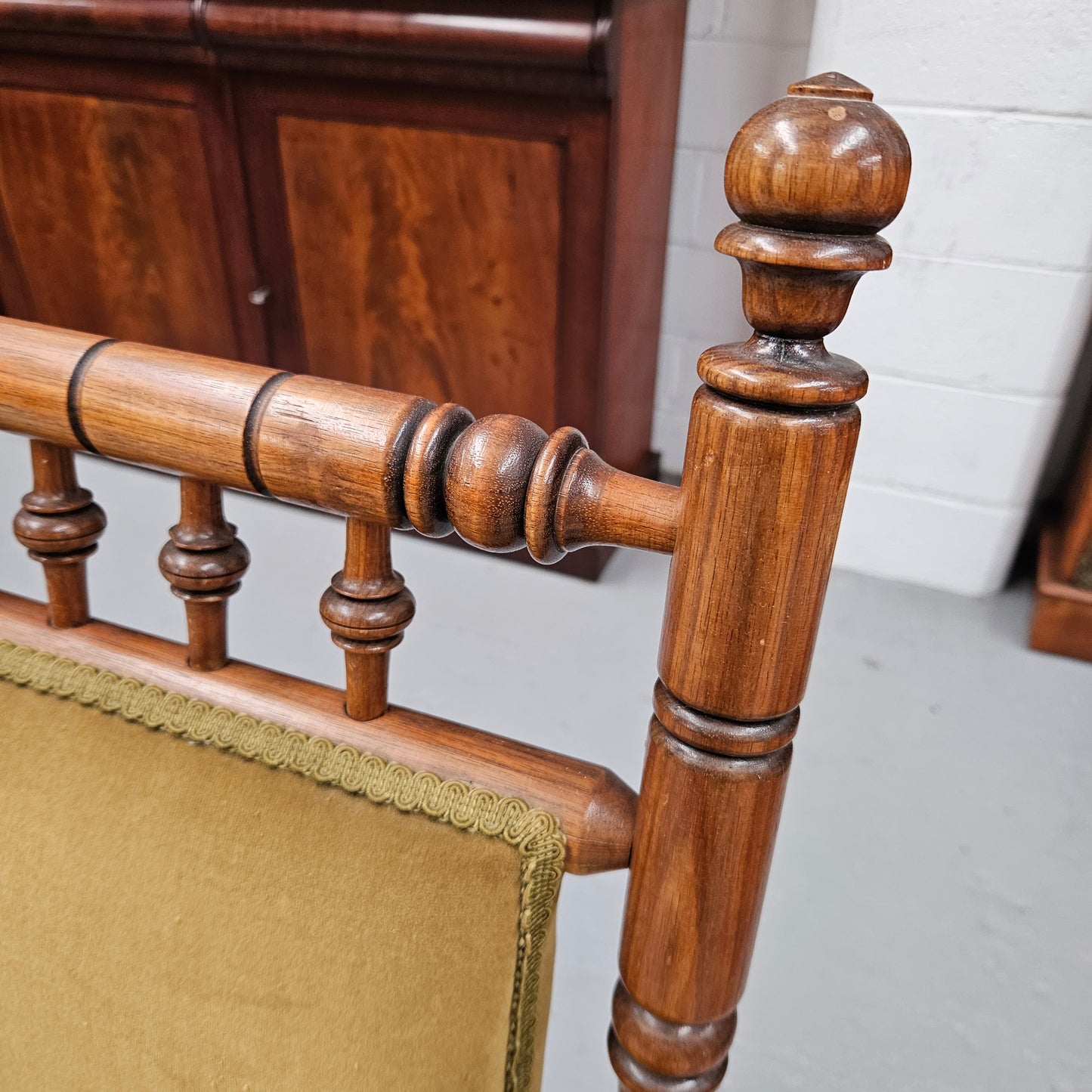 Edwardian Walnut Upholstered Rocking Chair