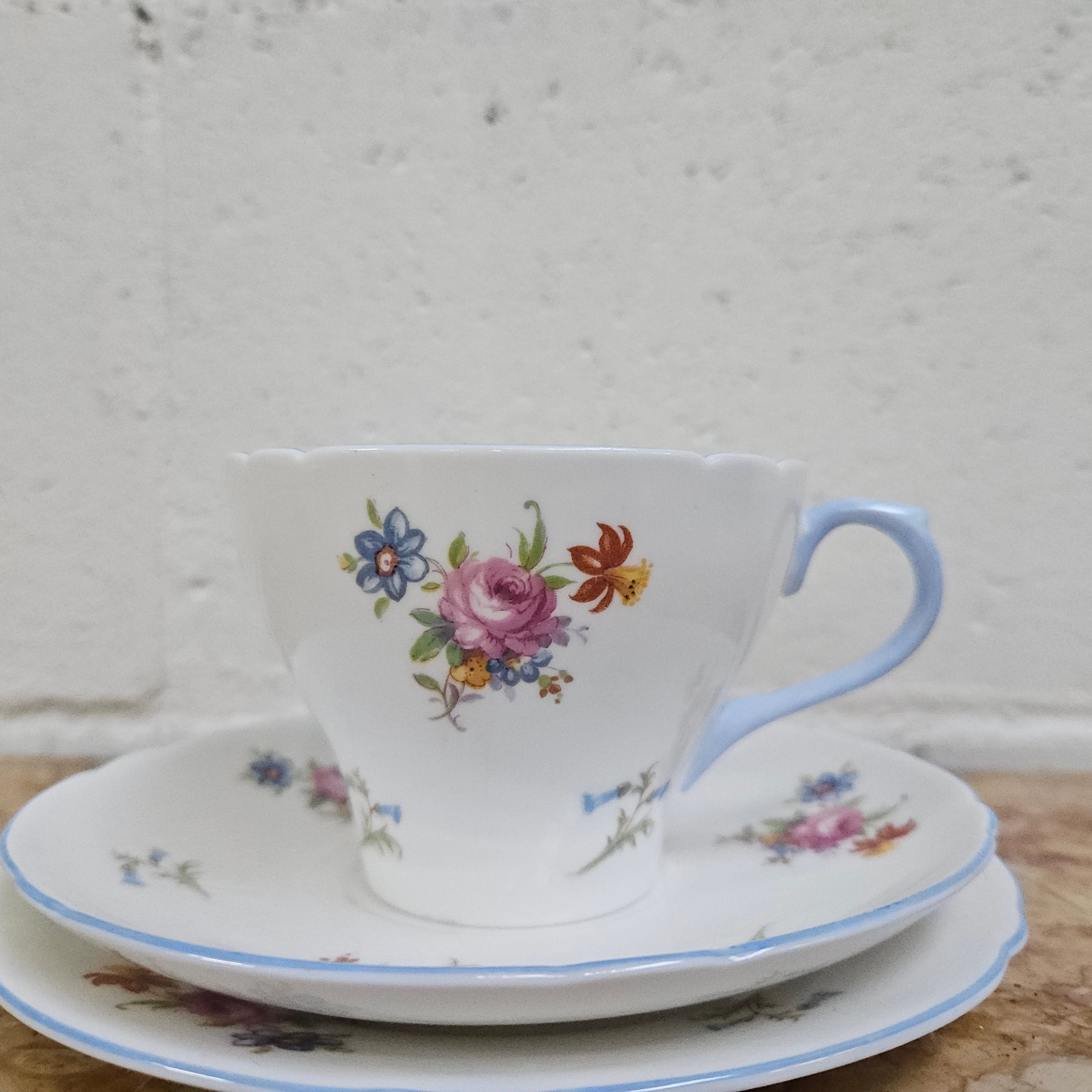 Shelley "Rose" Floral and Bluebell"Trio 2326 | Antique & Vintage | Moonee Ponds Antiques | Australia Wide Delivery
