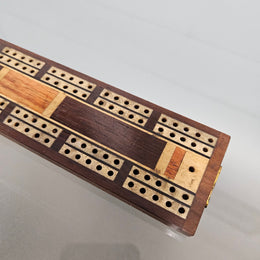 Antique Cribbage Inlaid Timber Board