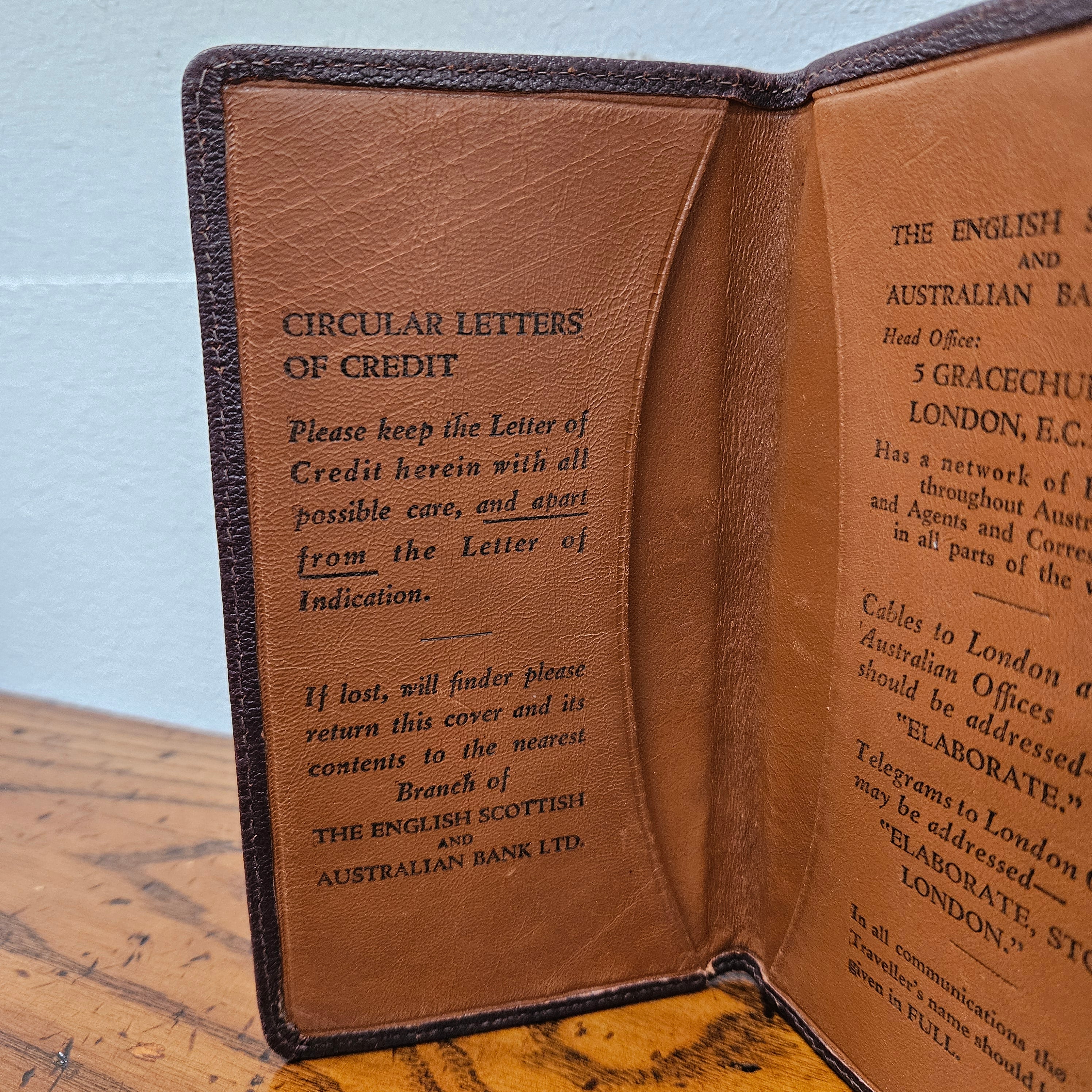 Vintage Leather Bank Wallet for the ES&A Bank Limited | Antique & Vintage | Moonee Ponds Antiques | Australia Wide Delivery