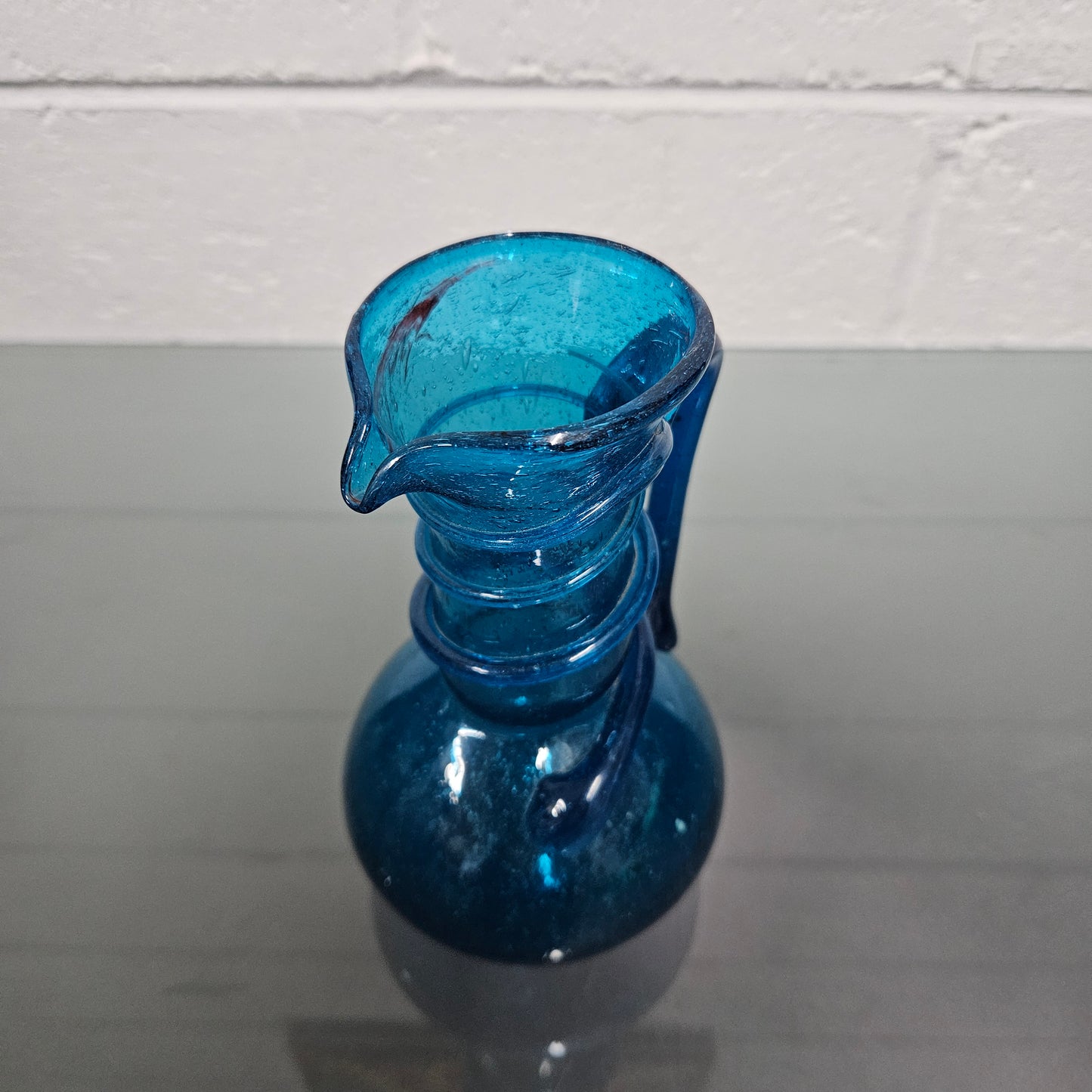 Vintage Hand Blown Bubbled Glass Jug