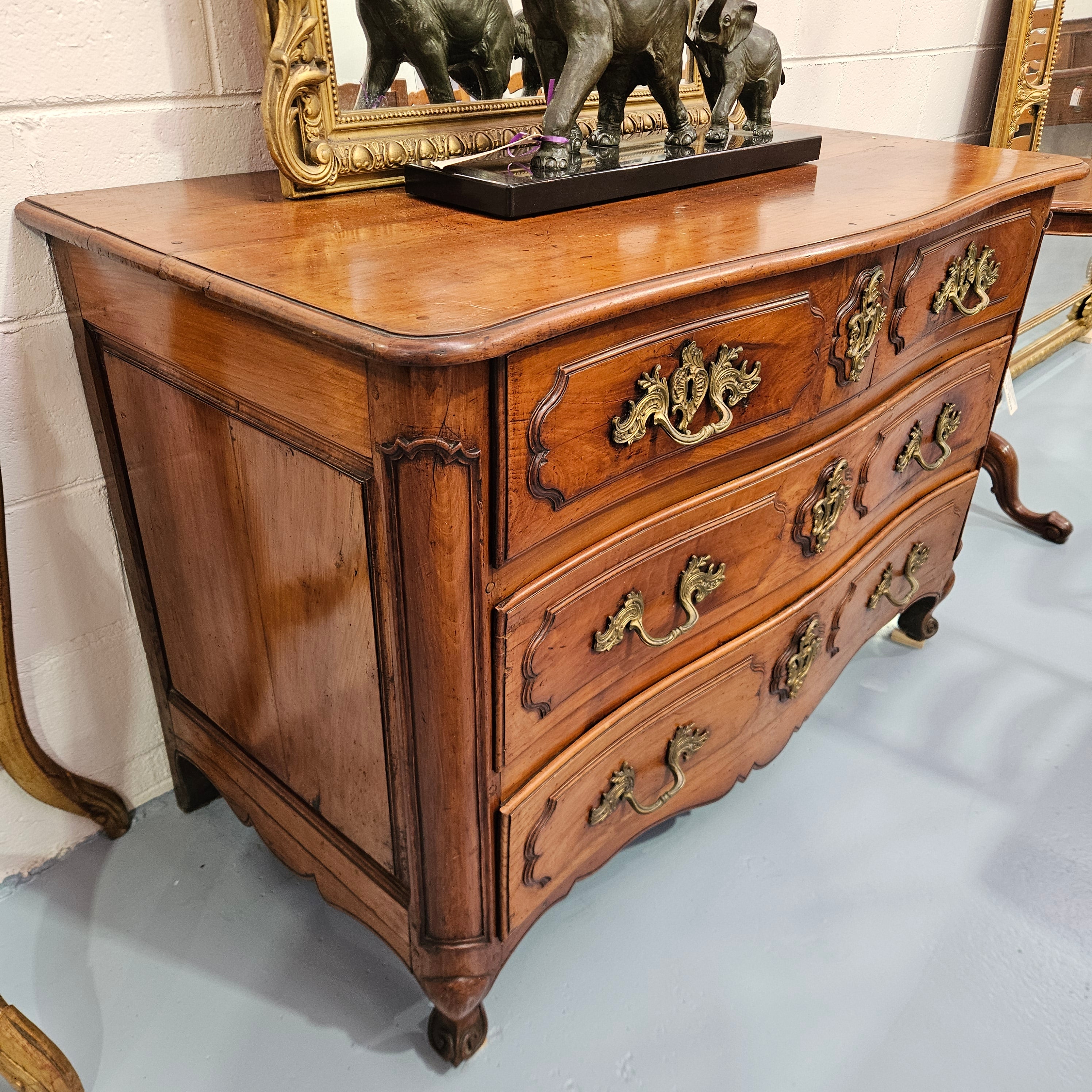 Mid-19th Century French Provincial Louis XV Style Fruitwood Commode