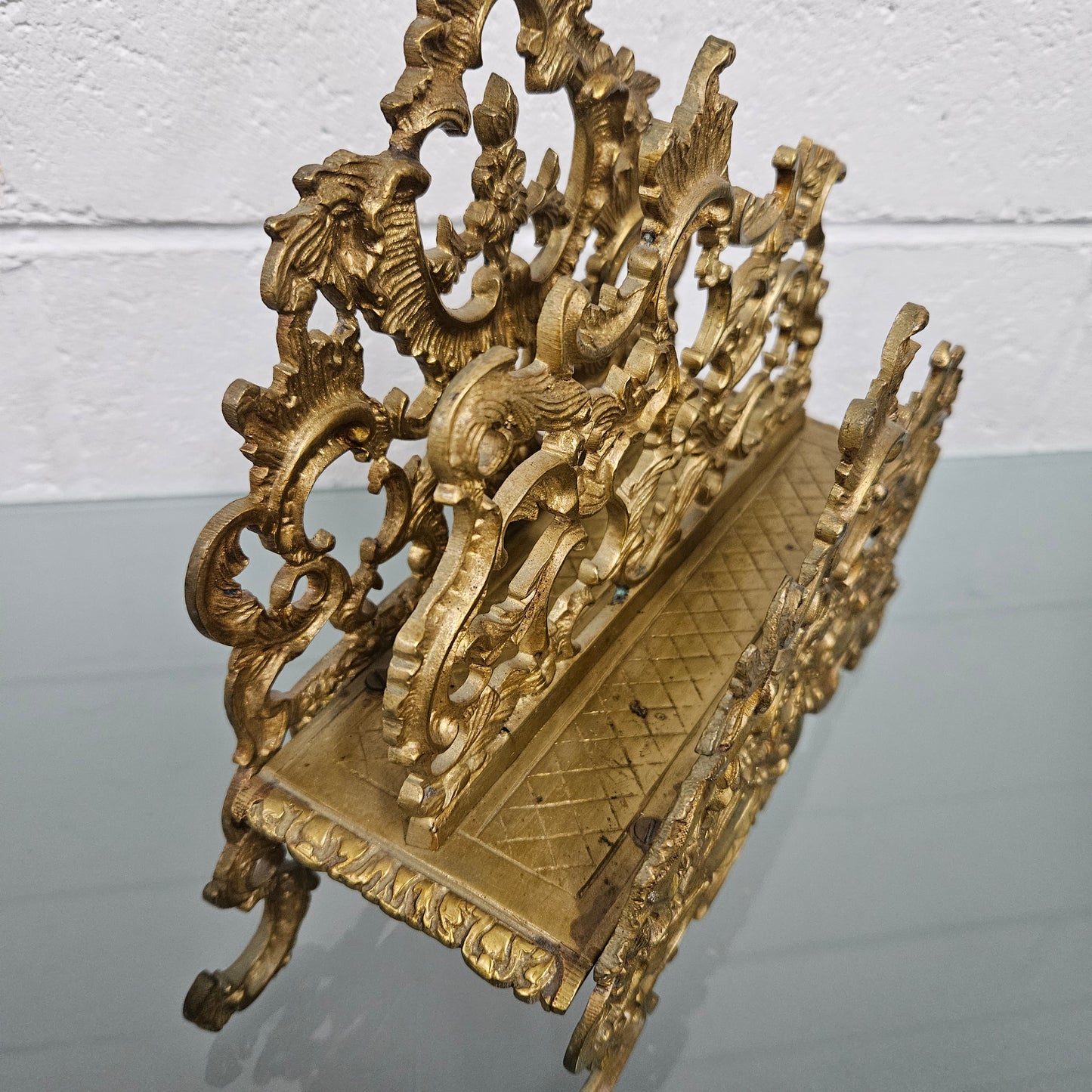 Antique Louis XV Style Gilt Metal Letter Rack