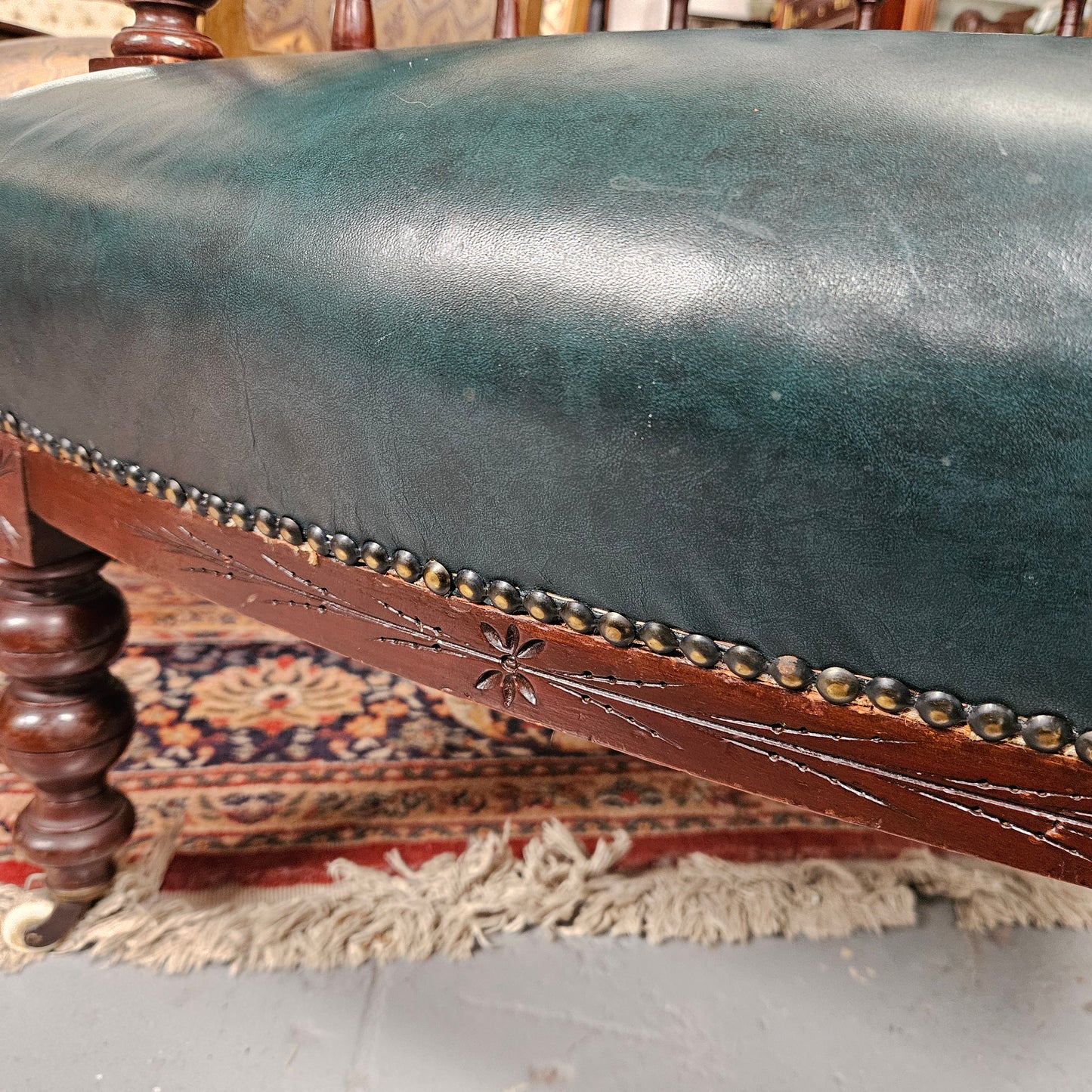 Antique Mahogany Leather Upholstered Captain / Office Chair