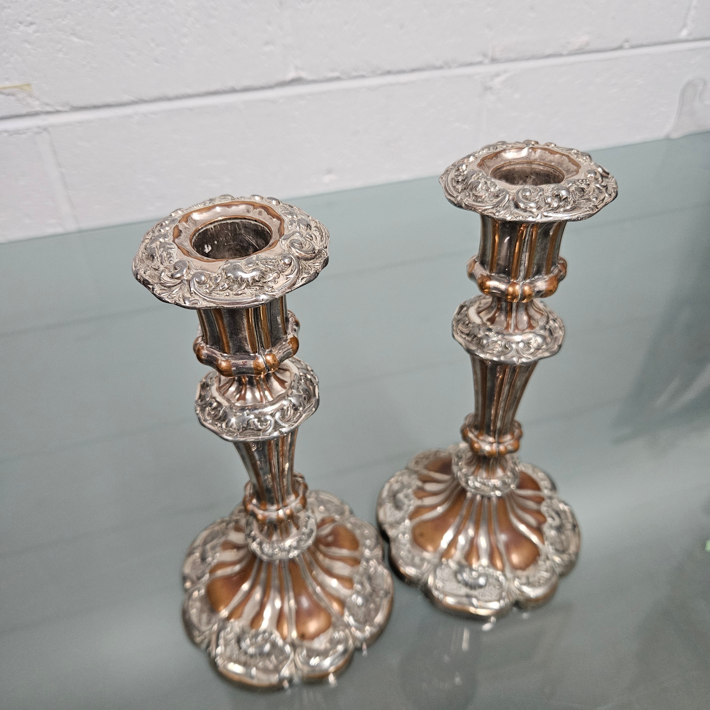 Pair of Sheffield Plate Candle Sticks | Antique & Vintage | Moonee Ponds Antiques | Australia Wide