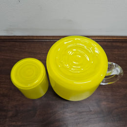 Vintage Yellow Blown Glass Jug and Glass Cup