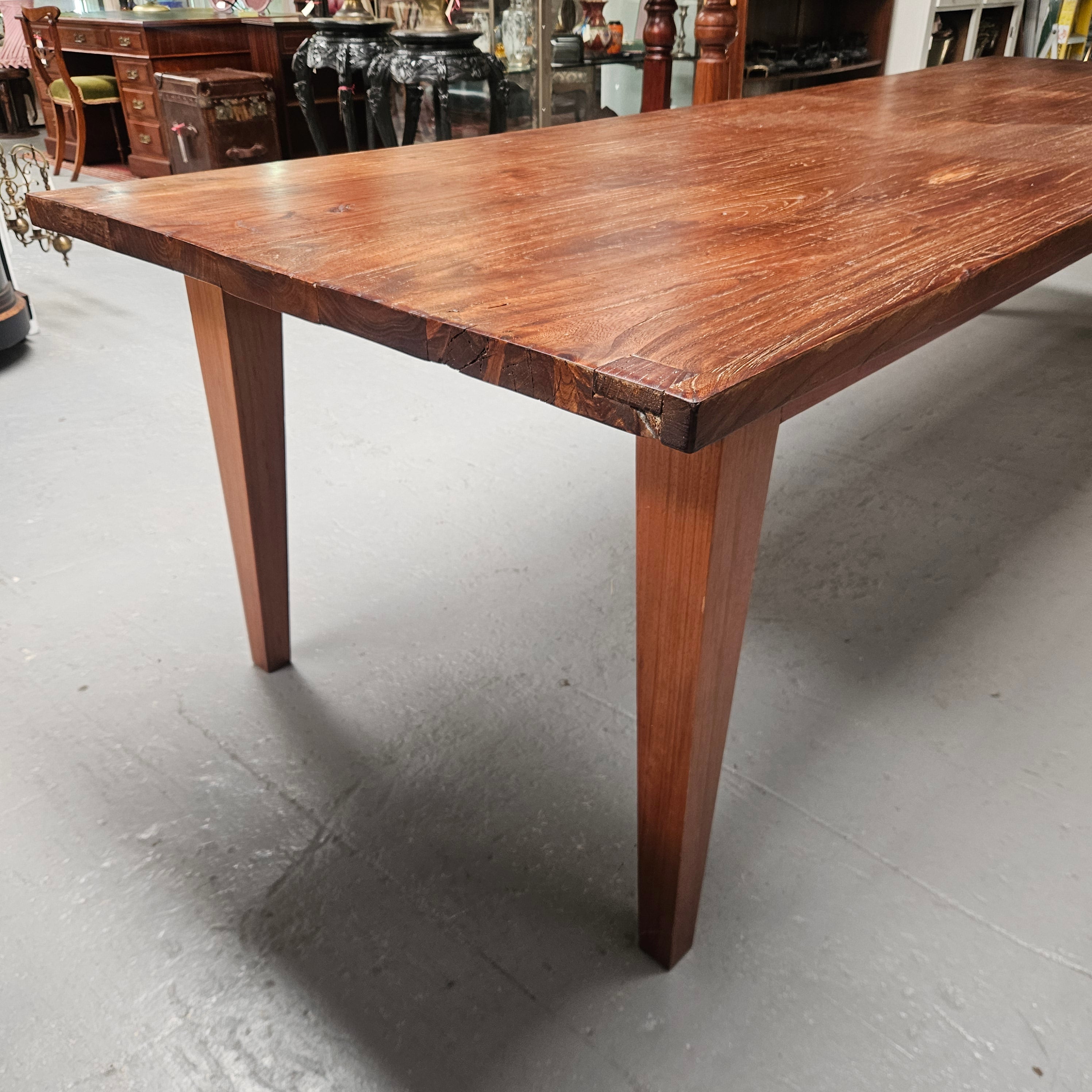 3 Meter Vintage Reclaimed Elm Top Farmhouse Style Dining Table | Antique & Vintage | Moonee Ponds Antiques | Australia Wide