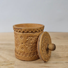 Small Cylindrical Engraved Trinket Box