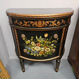 French Style Ebonised Hand Painted Chest of Drawers