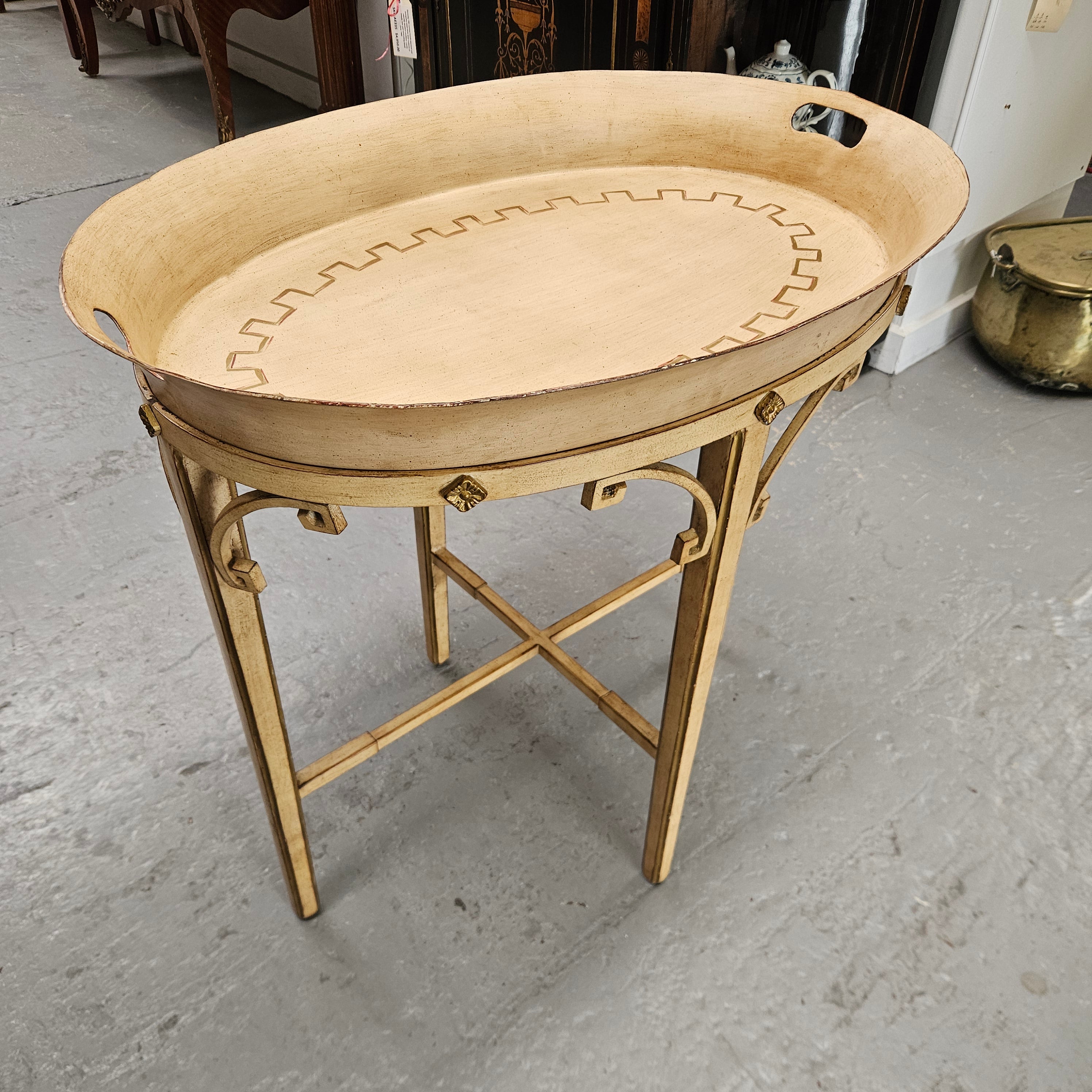 Vintage Gilt Metal & Hand Painted Drinks Serving Table | Antique & Vintage | Moonee Ponds Antiques | Australia Wide