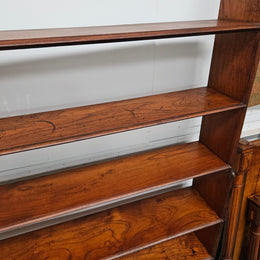 Late Victorian Mahogany 6 Tier Waterful Front Free Standing Bookcase