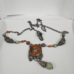 Vintage Tibetan Natural Stone & Silver Necklace | Antique & Vintage | Moonee Ponds Antiques | Australia Wide Delivery